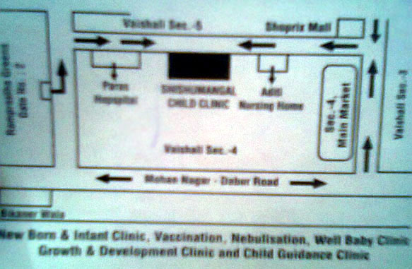 DIRECTION MAP OFSHISHU MANGAL CHILD CLINIC - 122, Sector - 4, Vaishali, Ghaziabad
