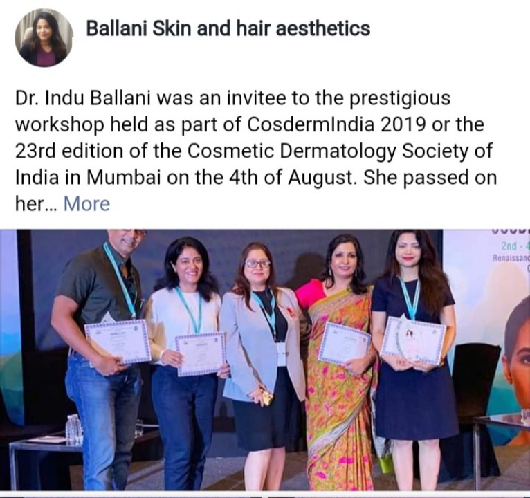 Dr Indu Ballani at Cosmetic Dermatology Workshop