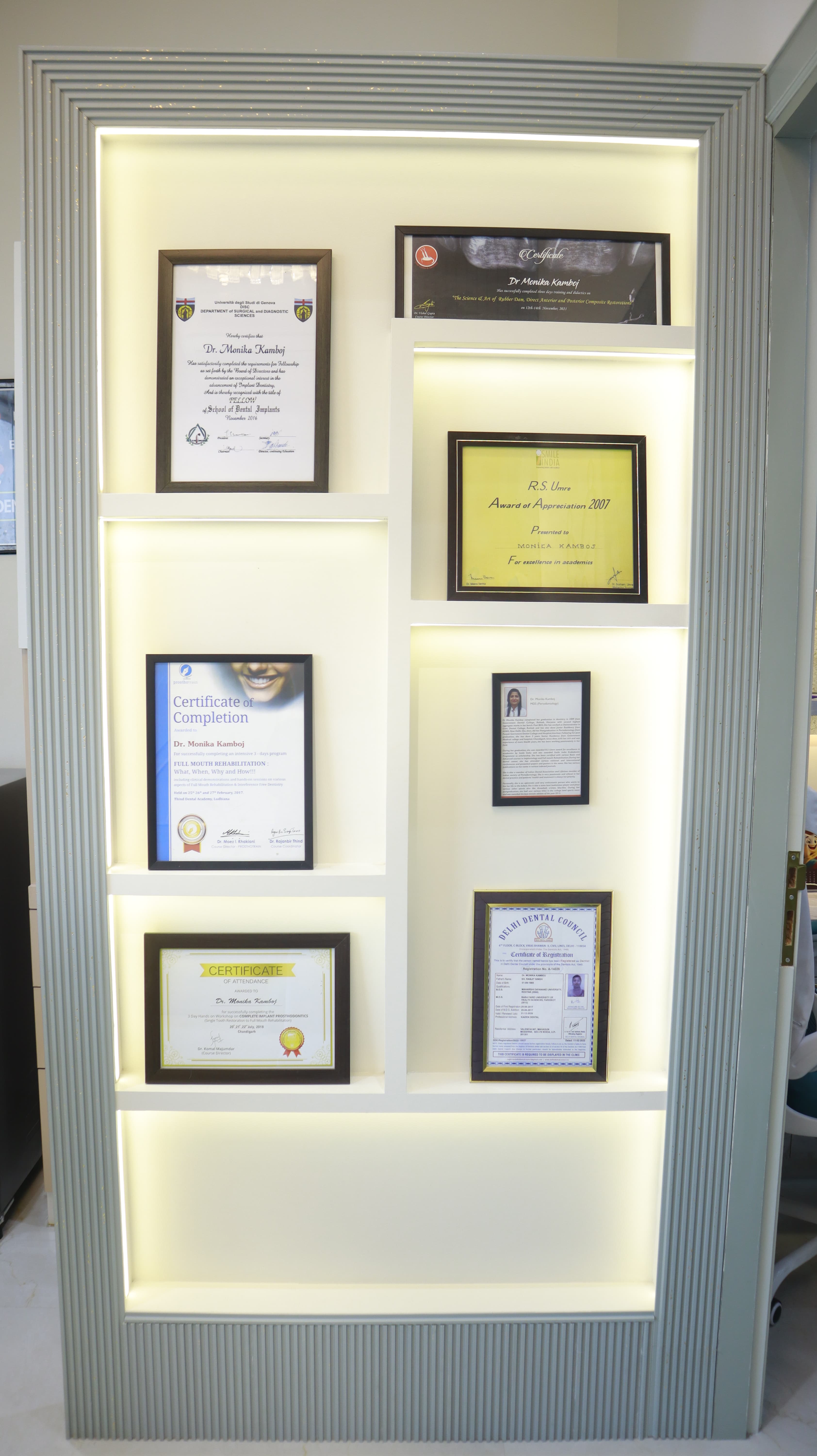 Cerficates & Achievements - Dr. Monika Kamboj MDS