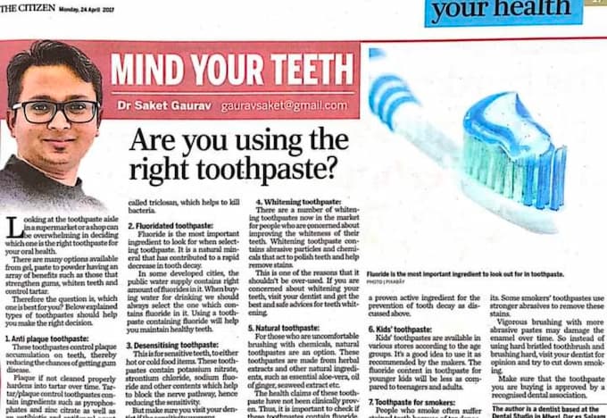 article publications - are you using right toothpaste?